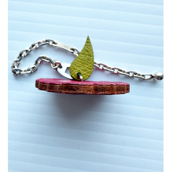 Hermes Paris Raspberry Bag Charm Key Chain Fruit Red Silver - Picture 10 of 12